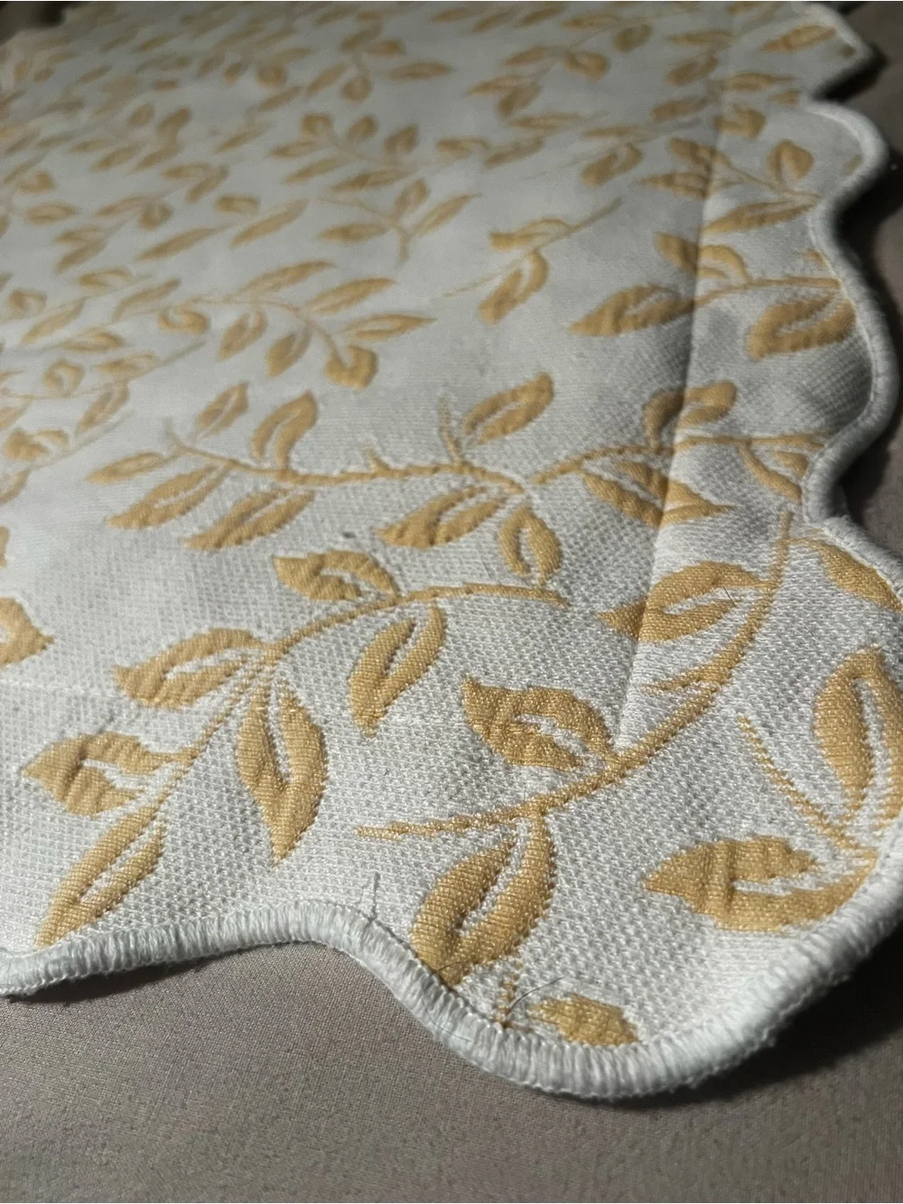Cream and Gold Embroidered Leaf Decorative KING Shams Set